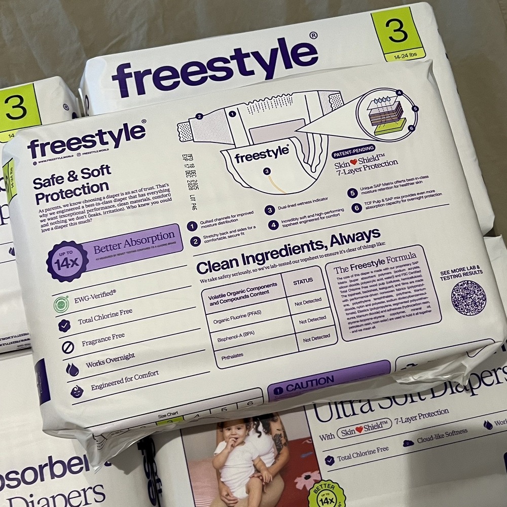 Freestyle Baby Diapers Size 3, 140 count, Ultra Soft Disposable 5 packs NEW - Picture 2 of 4